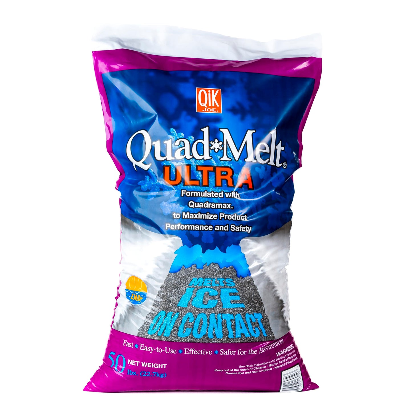 Qik Joe Calcium Chloride Ice Melt Ultra Instant Snow and Ice Melt with CMA for Sidewalks Driveways Steps and Parking Lots Deicer for Concrete, Asphalt and Other Surfaces 50 Lbs (Pallet of 50 Units)