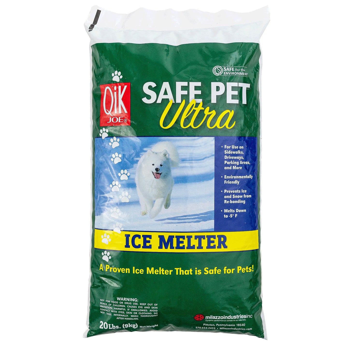 Qik Joe Safe Pet Ultra Instant Snow and Ice Melt for Sidewalks, Driveways, Steps, and Parking Lots, Deicer for Concrete, Asphalt, and Other Surfaces, Effective to -5 Degrees