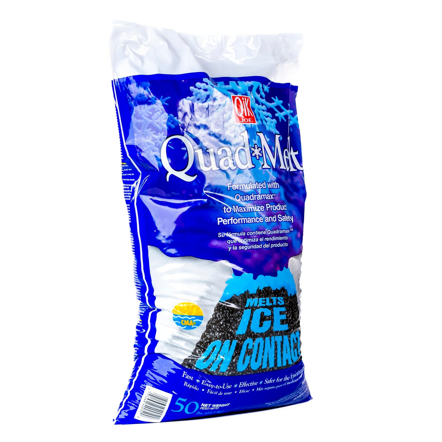 Qik Joe Calcium Chloride Ice Melt - Instant Snow and Ice Melt with CMA for Sidewalks, Driveways, and Steps - Deicer for Concrete, Asphalt, and Other Surfaces - Blue, 9 Lbs (Pallet of 200 Units)