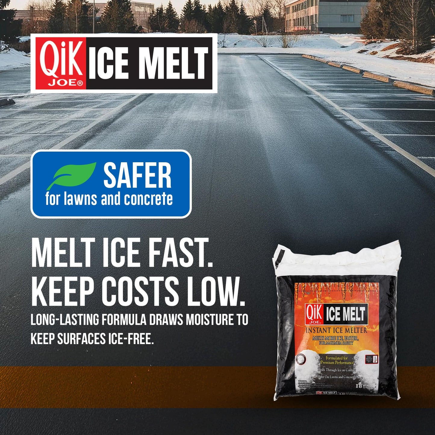 Qik Joe Instant Snow and Ice Melt for Sidewalks, Driveways, Steps, and Parking Lots, Deicer for Concrete, Asphalt, and Other Surfaces, Effective to -25 Degrees