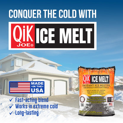 Qik Joe Calcium Chloride Ice Melt - Instant Snow and Ice Melt for Sidewalks, Driveways, Steps, and Parking Lots - Deicer for Concrete, Asphalt, and Other Surfaces - 10 lbs., 6 Pack