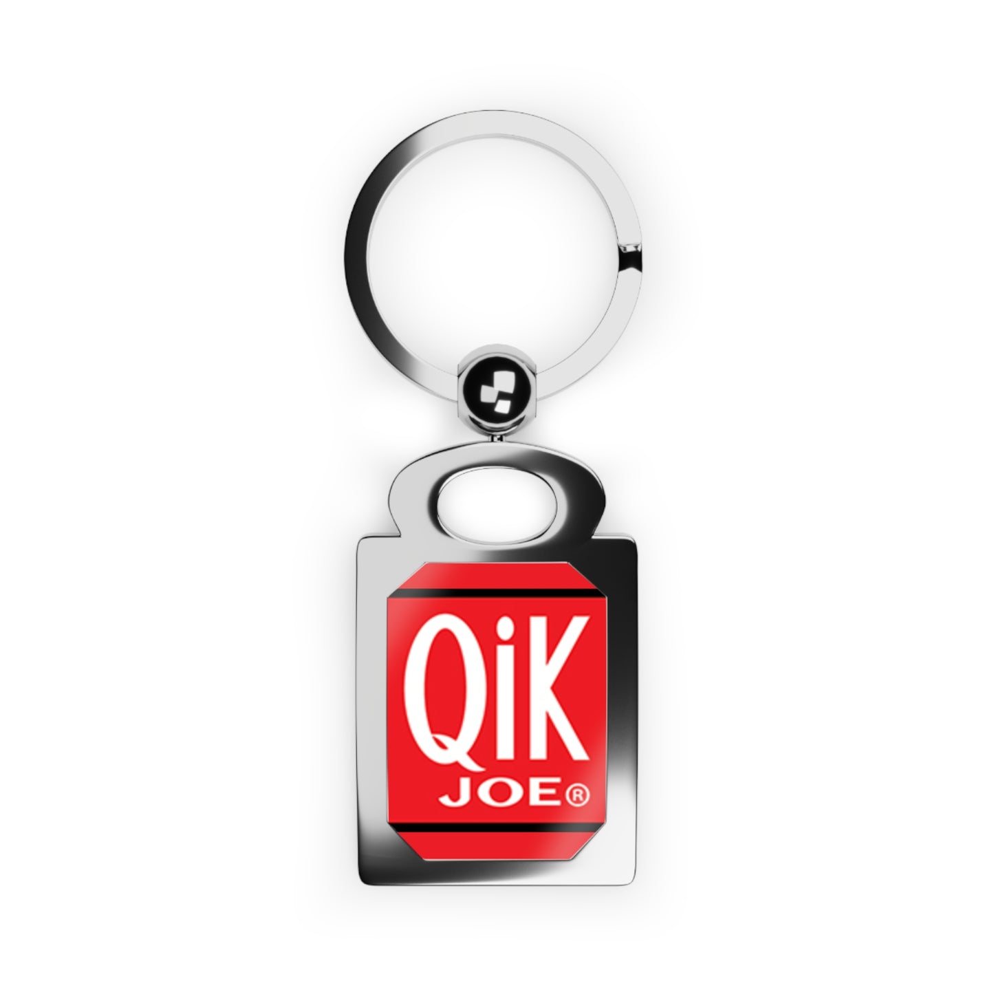 Metal Rectangle Keyring — Red QIK JOE Logo Photo Keychain