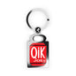 Metal Rectangle Keyring — Red QIK JOE Logo Photo Keychain