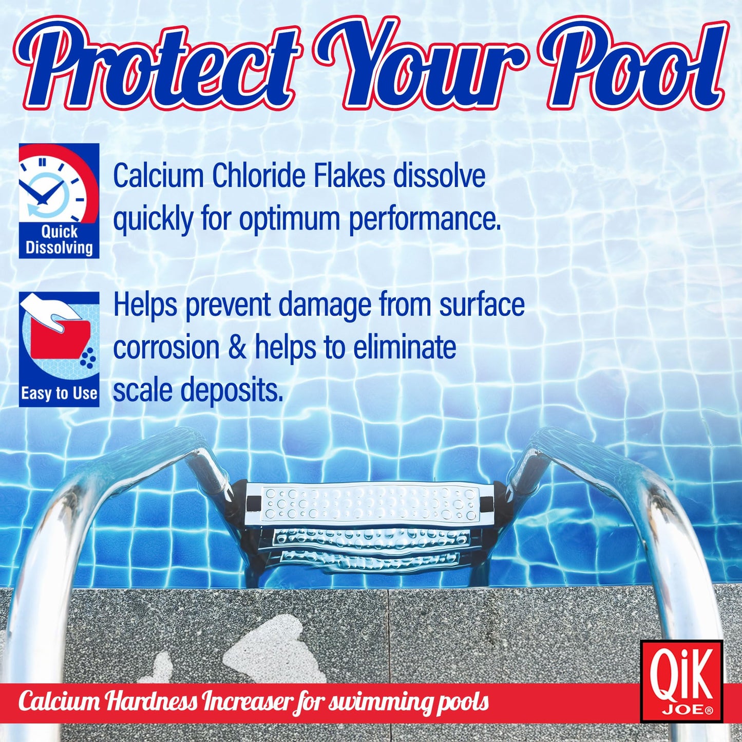 Qik Joe Pool Calcium Hardness Increaser – 87% Calcium Chloride, Fast-Acting Water Hardness Booster, Prevents Corrosion & Scale Buildup (10 lbs)