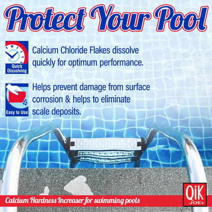 Qik Joe Pool Calcium Hardness Increaser – 87% Calcium Chloride, Fast-Acting Water Hardness Booster, Prevents Corrosion & Scale Buildup (10 lbs)
