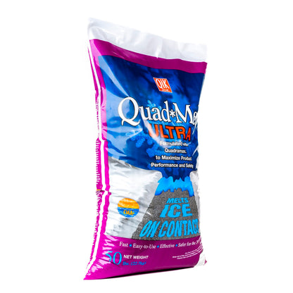 Qik Joe Calcium Chloride Ice Melt - Ultra Instant Snow and Ice Melt with CMA for Sidewalks, Driveways, Steps, and Parking Lots - Deicer for Concrete, Asphalt, and Other Surfaces - 50 Lbs