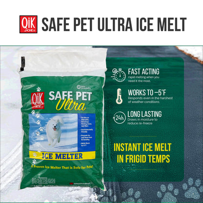 Qik Joe Safe Pet Ultra Instant Snow and Ice Melt for Sidewalks, Driveways, Steps, and Parking Lots, Deicer for Concrete, Asphalt, and Other Surfaces, Effective to -5 Degrees