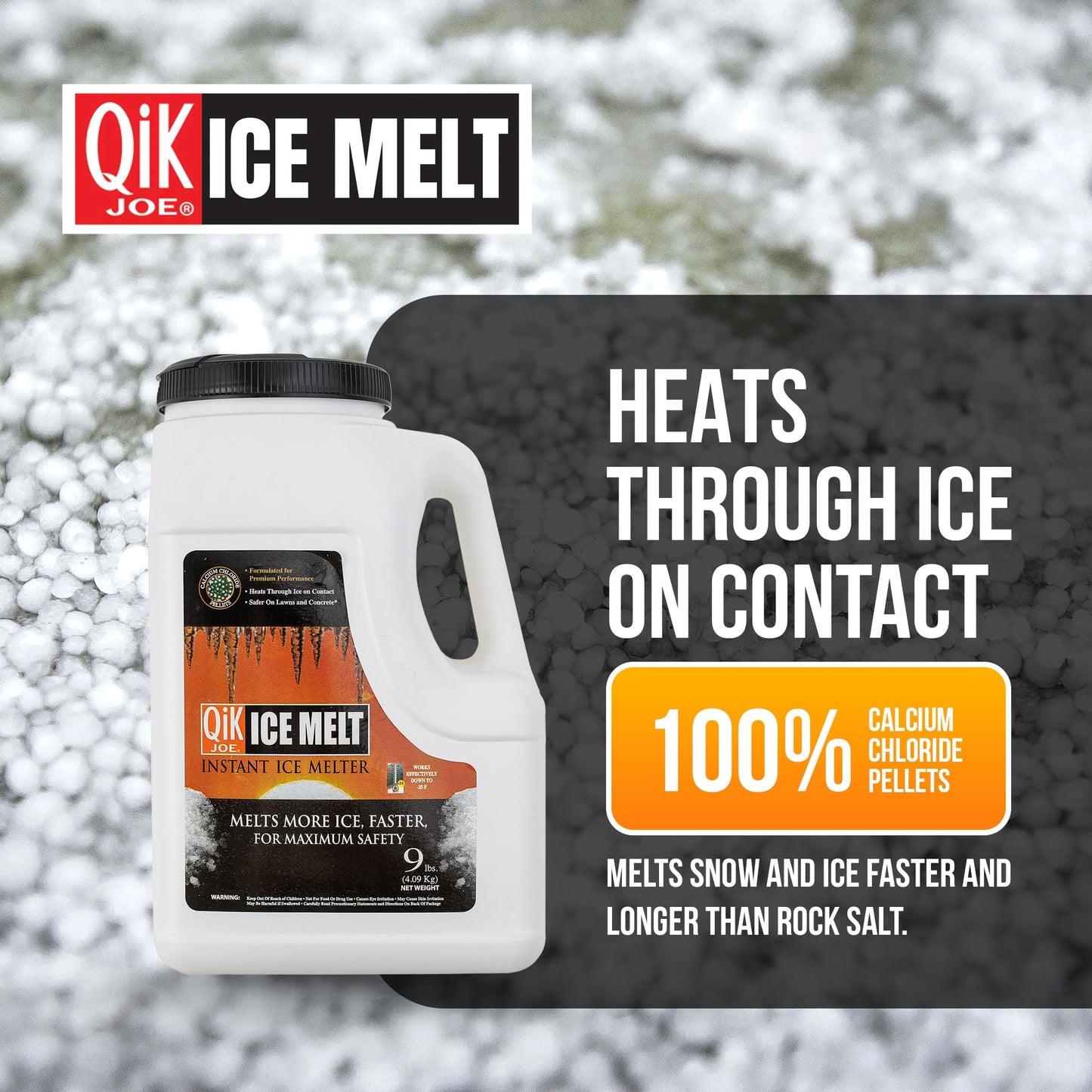Qik Joe Instant Snow and Ice Melt for Sidewalks, Driveways, Steps, and Parking Lots, Deicer for Concrete, Asphalt, and Other Surfaces, Effective to -25 Degrees