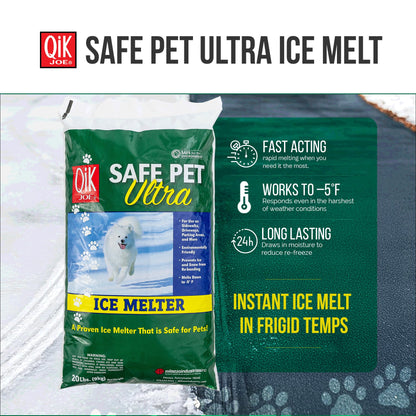 Qik Joe Safe Pet Ultra Instant Snow and Ice Melt for Sidewalks, Driveways, Steps, and Parking Lots, Deicer for Concrete, Asphalt, and Other Surfaces, Effective to -5 Degrees