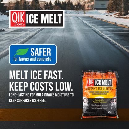 Qik Joe Calcium Chloride Ice Melt - Instant Snow and Ice Melt for Sidewalks, Driveways, Steps, and Parking Lots - Deicer for Concrete, Asphalt, and Other Surfaces - 20 Lbs (Pallet of 120 Units)