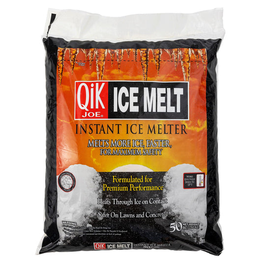 Qik Joe Calcium Chloride Ice Melt - Instant Snow and Ice Melt for Sidewalks, Driveways, Steps, and Parking Lots - Deicer for Concrete, Asphalt, and Other Surfaces - 50 Lbs (Pallet of 50 Units)