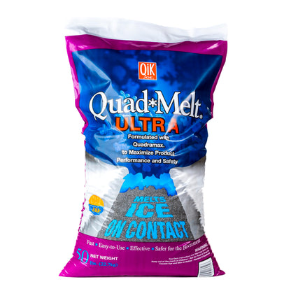 Qik Joe Calcium Chloride Ice Melt - Ultra Instant Snow and Ice Melt with CMA for Sidewalks, Driveways, Steps, and Parking Lots - Deicer for Concrete, Asphalt, and Other Surfaces - 50 Lbs