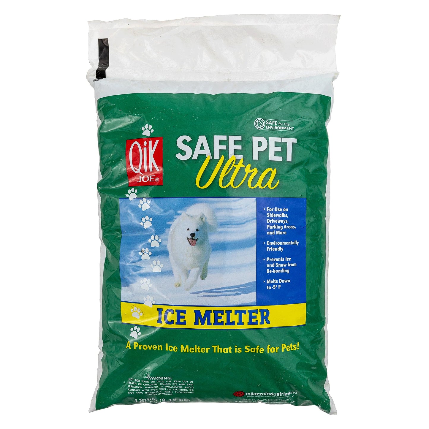 Qik Joe Safe Pet Ultra Instant Snow and Ice Melt for Sidewalks, Driveways, Steps, and Parking Lots, Deicer for Concrete, Asphalt, and Other Surfaces, Effective to -5 Degrees