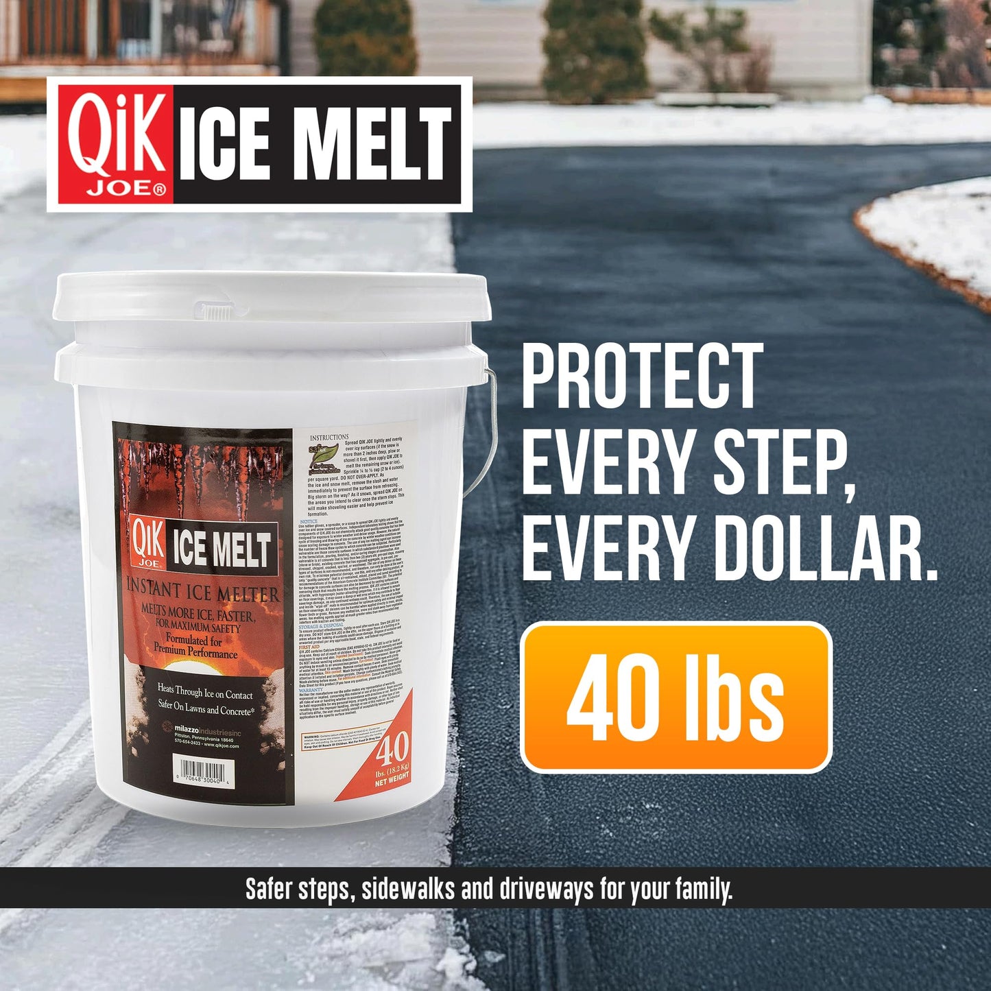 Qik Joe Instant Snow and Ice Melt for Sidewalks, Driveways, Steps, and Parking Lots, Deicer for Concrete, Asphalt, and Other Surfaces, Effective to -25 Degrees