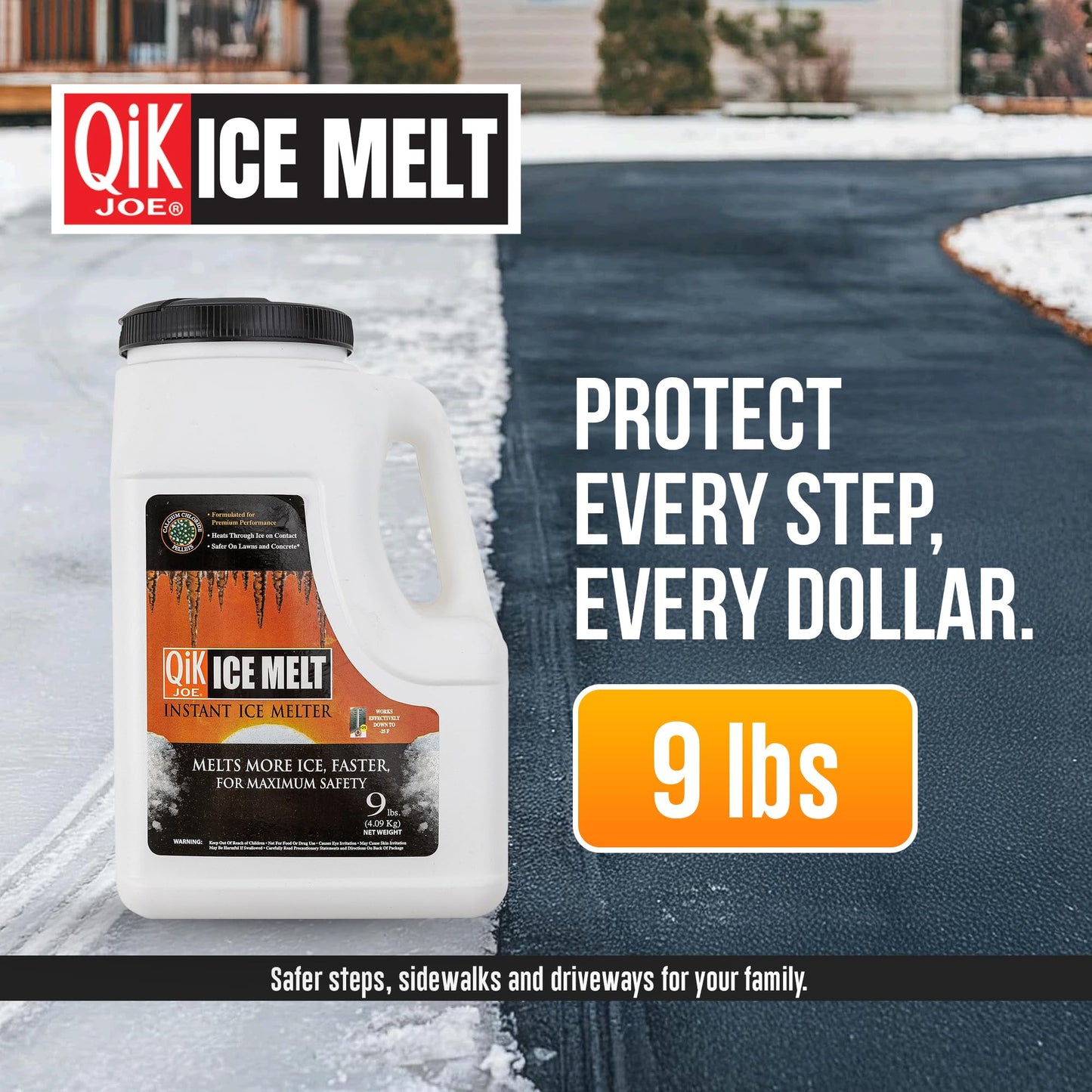 Qik Joe Instant Snow and Ice Melt for Sidewalks, Driveways, Steps, and Parking Lots, Deicer for Concrete, Asphalt, and Other Surfaces, Effective to -25 Degrees