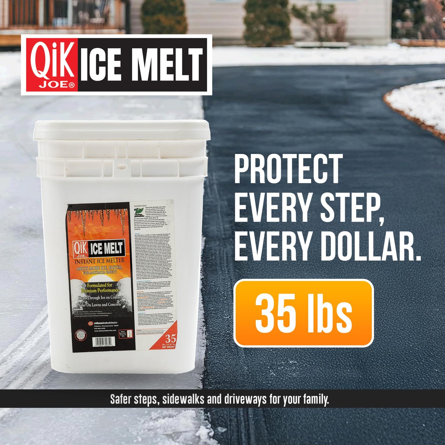 Qik Joe Instant Snow and Ice Melt for Sidewalks, Driveways, Steps, and Parking Lots, Deicer for Concrete, Asphalt, and Other Surfaces, Effective to -25 Degrees