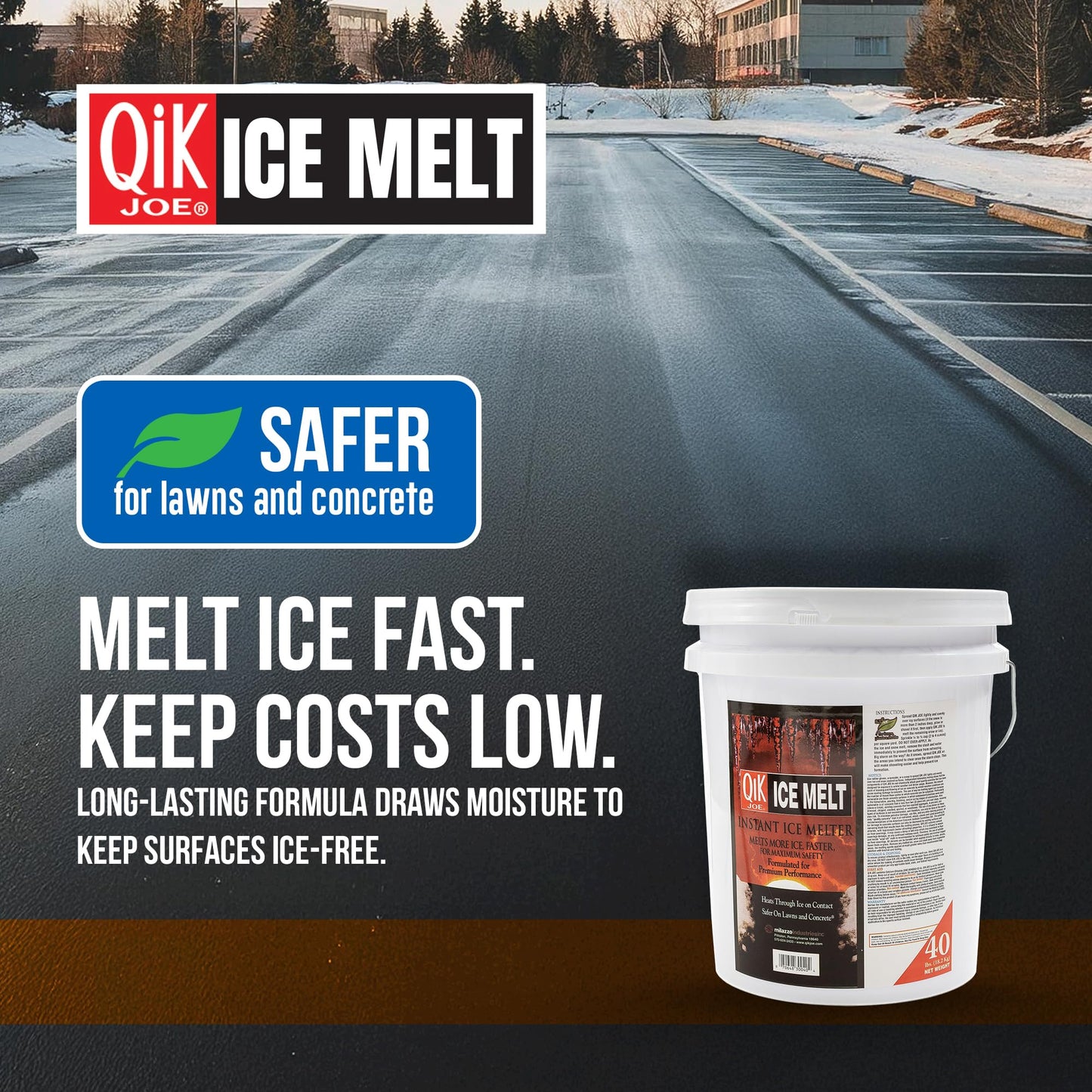 Qik Joe Instant Snow and Ice Melt for Sidewalks, Driveways, Steps, and Parking Lots, Deicer for Concrete, Asphalt, and Other Surfaces, Effective to -25 Degrees