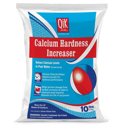 Qik Joe Pool Calcium Hardness Increaser – 87% Calcium Chloride, Fast-Acting Water Hardness Booster, Prevents Corrosion & Scale Buildup (10 lbs)