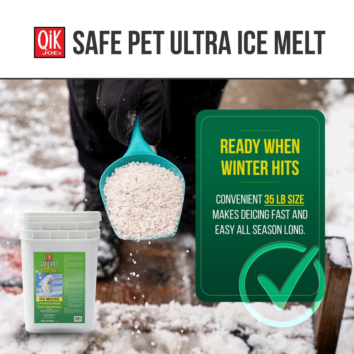 Qik Joe Safe Pet Ultra Instant Snow and Ice Melt for Sidewalks, Driveways, Steps, and Parking Lots, Deicer for Concrete, Asphalt, and Other Surfaces, Effective to -5 Degrees