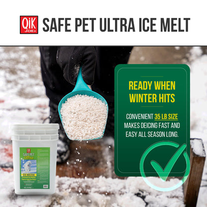 Qik Joe Safe Pet Ultra Instant Snow and Ice Melt for Sidewalks, Driveways, Steps, and Parking Lots, Deicer for Concrete, Asphalt, and Other Surfaces, Effective to -5 Degrees