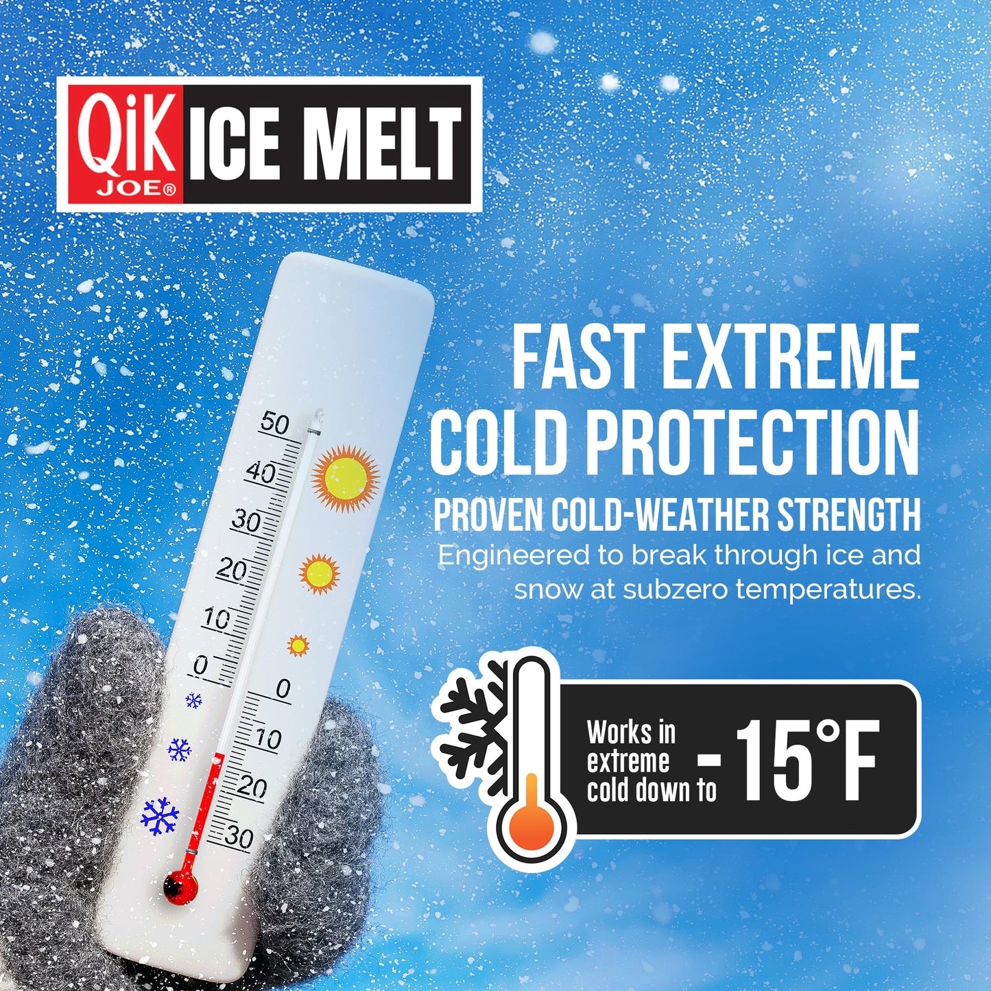 Qik Joe Calcium Chloride Ice Melt - Instant Snow and Ice Melt for Sidewalks, Driveways, Steps, and Parking Lots - Deicer for Concrete, Asphalt, and Other Surfaces - 10 lbs., 6 Pack