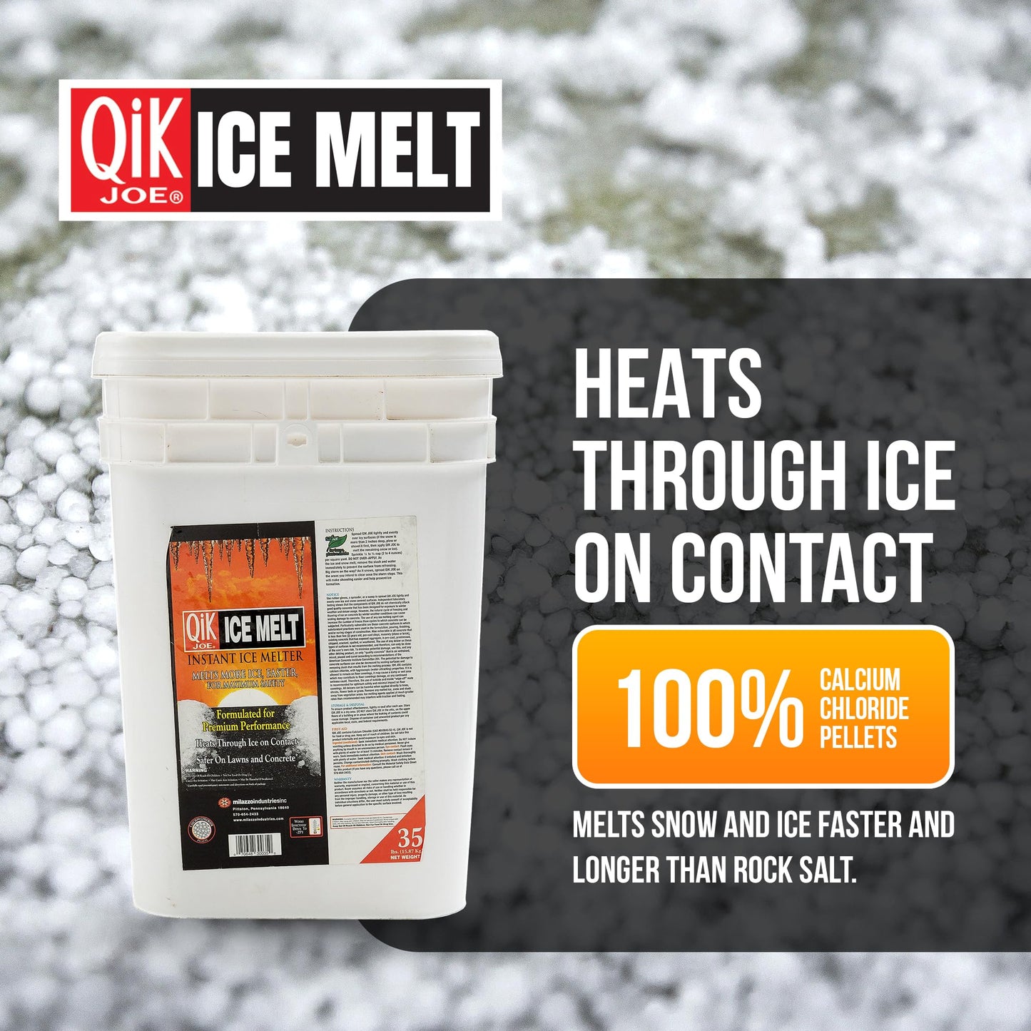 Qik Joe Instant Snow and Ice Melt for Sidewalks, Driveways, Steps, and Parking Lots, Deicer for Concrete, Asphalt, and Other Surfaces, Effective to -25 Degrees