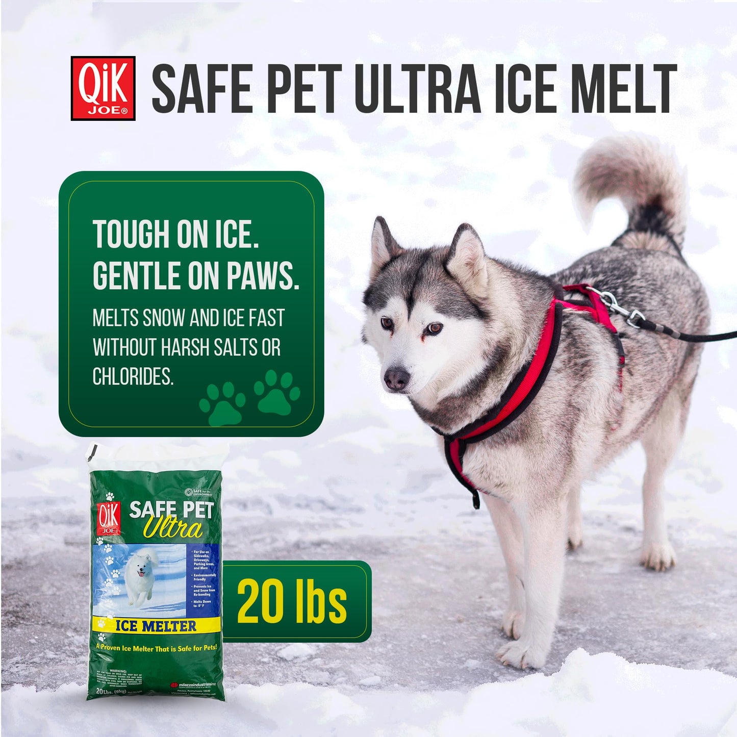 Qik Joe Safe Pet Ultra Instant Snow and Ice Melt for Sidewalks, Driveways, Steps, and Parking Lots, Deicer for Concrete, Asphalt, and Other Surfaces, Effective to -5 Degrees