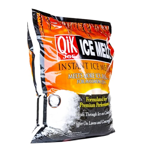 Qik Joe Calcium Chloride Ice Melt - Instant Snow and Ice Melt for Sidewalks, Driveways, Steps, and Parking Lots - Deicer for Concrete, Asphalt, and Other Surfaces - 20 Lb Bag