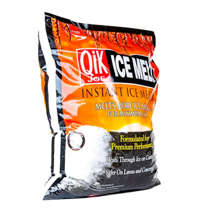 Qik Joe Calcium Chloride Ice Melt - Instant Snow and Ice Melt for Sidewalks, Driveways, Steps, and Parking Lots - Deicer for Concrete, Asphalt, and Other Surfaces - 20 Lb Bag
