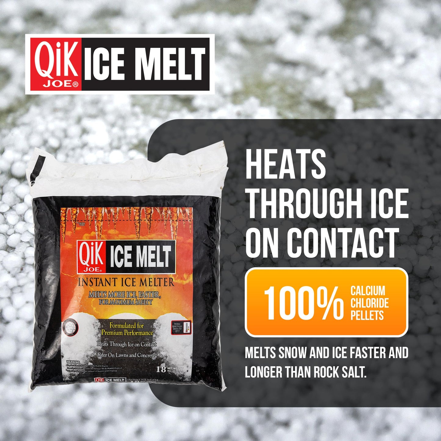 Qik Joe Instant Snow and Ice Melt for Sidewalks, Driveways, Steps, and Parking Lots, Deicer for Concrete, Asphalt, and Other Surfaces, Effective to -25 Degrees