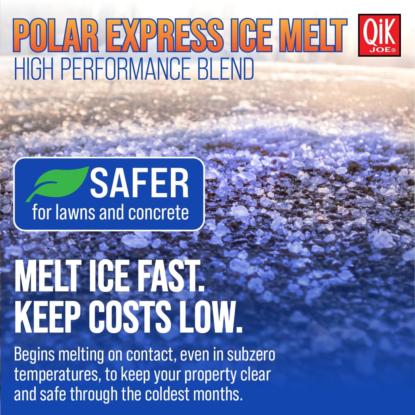 Qik Joe - Polar Express Instant Snow and Ice Melt for Sidewalks, Driveways, and Steps - Deicer for Concrete, Asphalt, and Other Surfaces - 50 Lbs (Pallet of 50 Units)