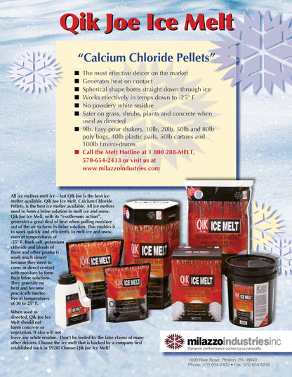 Qik Joe Calcium Chloride Ice Melt - Ultra Instant Snow and Ice Melt with CMA for Sidewalks, Driveways, Steps, and Parking Lots - Deicer for Concrete, Asphalt, and Other Surfaces - 50 Lbs