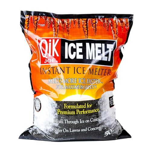 Qik Joe Calcium Chloride Ice Melt - Instant Snow and Ice Melt for Sidewalks, Driveways, Steps, and Parking Lots - Deicer for Concrete, Asphalt, and Other Surfaces - 20 Lb Bag